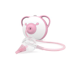 Nosiboo Pro pink front view shows compact design for gentle nasal care at home.
