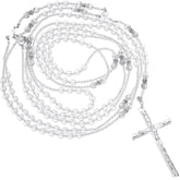 Nosiny Lazo De Boda cross rosary in silver shines for ceremony keepsake.