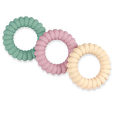 Nothomme baby teether ring closeup shows textured silicone for soothing gums.