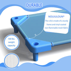 NOUJULOUN Daycare Cots mesh fabric close-up highlighting quick-dry surface for busy nurseries.