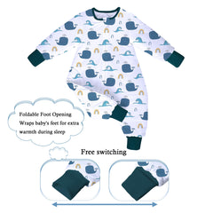 NOUJULOUN Ocean Whale fold-over cuffs keep feet warm or free during play.