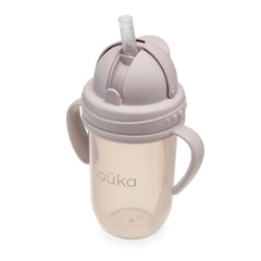 noüka straight straw cup with click-top lid in Bloom promotes leakproof on-the-go sipping.