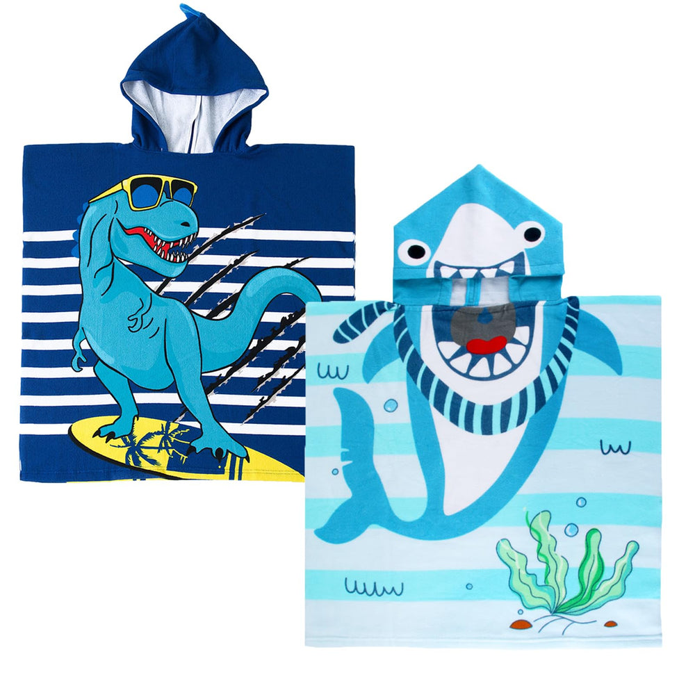 NovForth Kids Hooded Towel front view with mermaid pattern for bath time fun