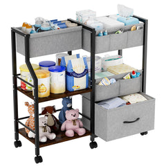 Novvia diaper caddy front view in black for quick access to daily essentials.