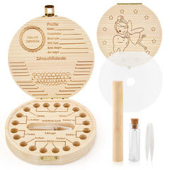 NOWHYX Tooth Fairy Box front view highlights a wooden keepsake for lasting memories.