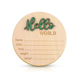 NQEUEPN Baby Announcement Sign hello world wood closeup for newborn photo props.
