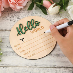 NQEUEPN Baby Announcement Sign wooden closeup smooth edge highlights craftsmanship.