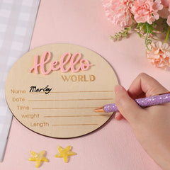 NQEUEPN newborn announcement sign on wooden surface shows durable keepsake