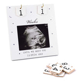 NQEUEPN sonogram frame front view in a clean wooden design for nursery decor.