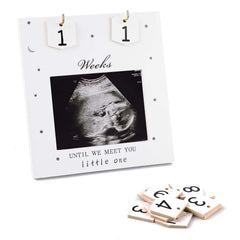 NQEUEPN sonogram frame front view in a clean wooden design for nursery decor.