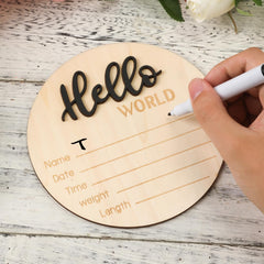 NQEUEPN wooden baby sign close-up showing smooth edges and natural wood texture.