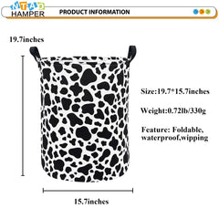 Ntaohamper Cow Laundry Basket folded side demonstrates compact storage when not in use.