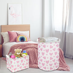 NTAOHAMPER pink heart basket waterproof lining protects contents.