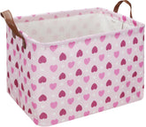 NTAOHAMPER rectangular pink heart basket with handles for organized Easter toys.