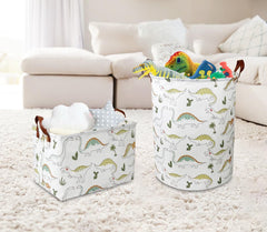 NTAOHAMPER Dinosaur Laundry Hamper showcasing leather handles for easy carrying