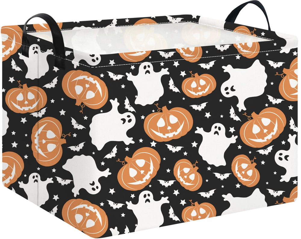 NTAOHAMPER rectangular storage basket with black Halloween design for versatile organization