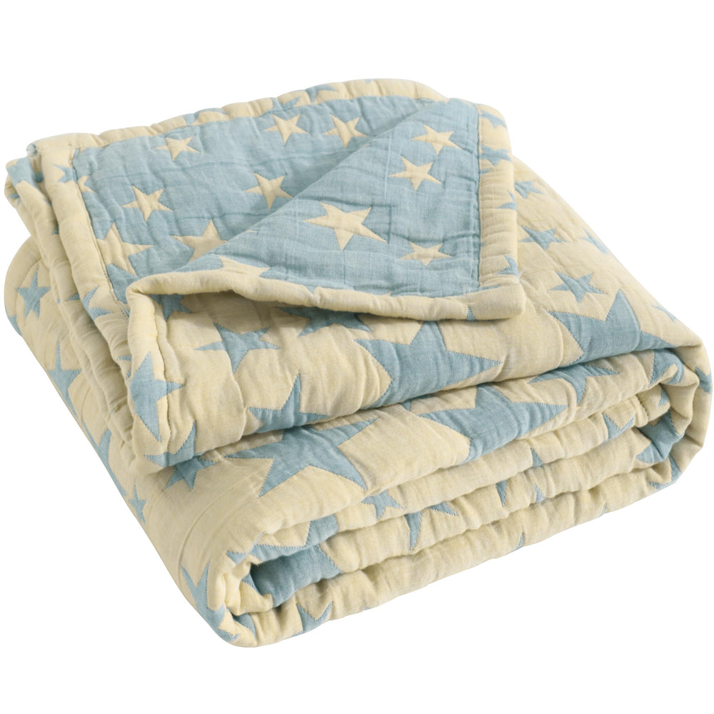NTBAY 3-layer blanket front view blue stars for breathable comfort