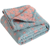 NTBAY 3 Layer Toddler Blanket blue star pattern front for cot and stroller.