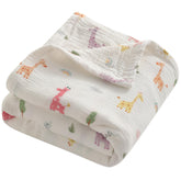 NTBAY 4-layer muslin blanket close-up shows soft breathable cotton texture for baby comfort.