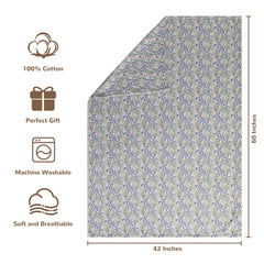 NTBAY 4-layer muslin blanket 42x60 laid flat, highlighting versatile size for growing babies.