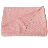 NTBAY cable knit blanket pink with silky-soft texture for delicate baby skin.