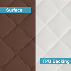 NTBAY fitted elastic-trim mattress cover demonstrates secure, snug fit on mini crib mattress.