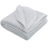 NTBAY jersey cotton toddler blanket grey wave pattern close-up for cozy naps