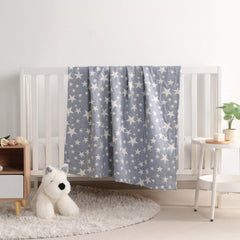 NTBAY toddler blanket back view showing white-blue stars, cozy reversible design for versatile use