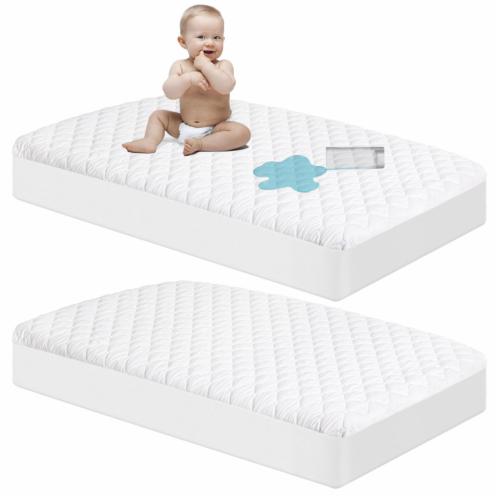 NTBAY waterproof mini crib mattress protector top view guards against spills for a cleaner sleep space