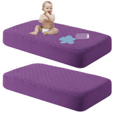 NTBAY waterproof mini-crib protector close-up showing quilted surface protecting against spills.