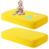 NTBAY waterproof mini crib mattress protector top view keeps mattress dry during spills.