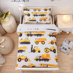 NTBED 4-piece toddler bedding set construction comforter close-up showing soft microfiber for cozy nights