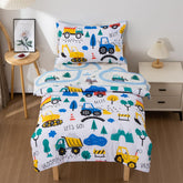 NTBED 4-piece construction toddler bedding set packshot shows durable microfiber comfort