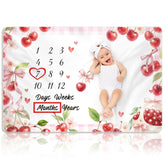 Nuanchu cherry milestone blanket front view for newborn photography backdrop
