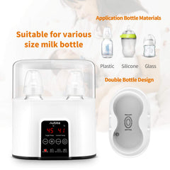nubite double bottle warmer close-up of 24h thermostat for steady warmth