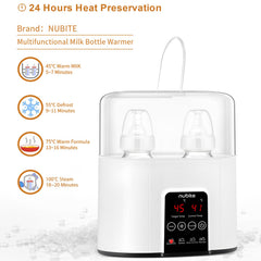 nubite double bottle warmer with lid open highlights easy access for quick feeds