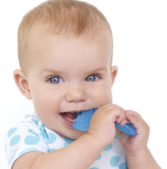 Nuby 3-Step Teether back teether aqua provides cooling relief for back-teeth.