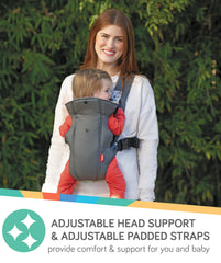 Nuby Classic Baby Carrier adjustable padded straps provide comfortable wear.