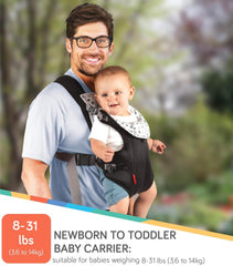 Nuby Classic Baby Carrier ventilated mesh fabric keeps baby and wearer cool.