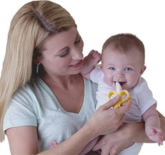 Nuby Nananubs Banana Massaging Teether demonstrates 360-degree gum massage for soothing teething