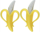 Nuby Nananubs Banana Massaging Teether with a soft handle supports easy grip during teething