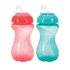 Nuby No-Spill Easy Grip Cup 10 oz Coral and Aqua offers easy grip for tiny hands