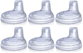 Nuby No Spill Easy Grip spout closeup, soft silicone tip for spill-free sipping.