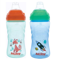 Nuby No Spill Sip-it Sport Cup green spout promotes mess-free sipping and confident on-the-go drinking.
