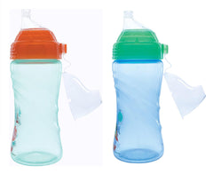 Nuby No Spill Sip-it Sport Cup orange spout demonstrates easy grip for toddlers during playtime and travel.