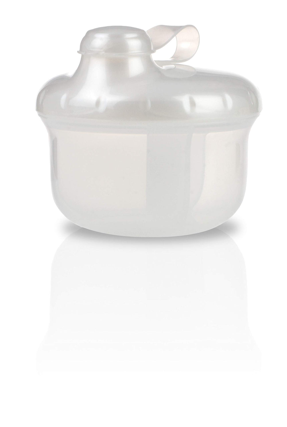 Nuby powder formula dispenser with three compartments in white for pre-measured feeds on the go.