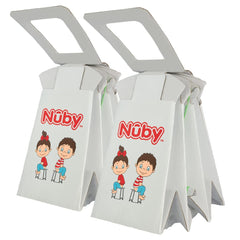 Nuby travel potty in bag demonstrates portable, mess-free design for travel.