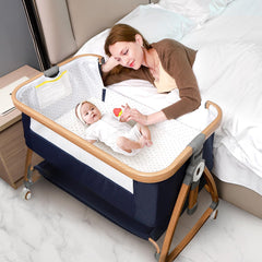 nujett baby bassinet bedside sleeper assembled for easy night nursing and observation