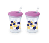 NUK Evolution straw cup with lid-close demonstrates leak prevention on the go.