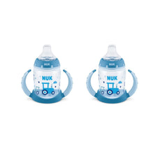 NUK Learner Cup Sea Creatures with tractor design aids grip during transition.